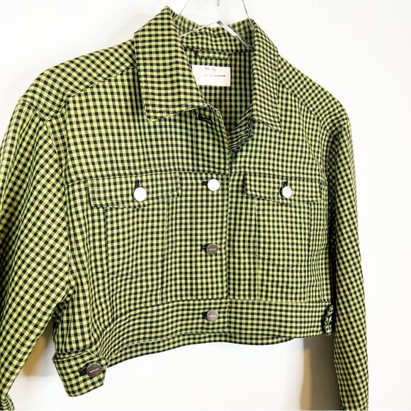 Capulet Cropped Gingham Denim Jacket S - Picture 5 of 11